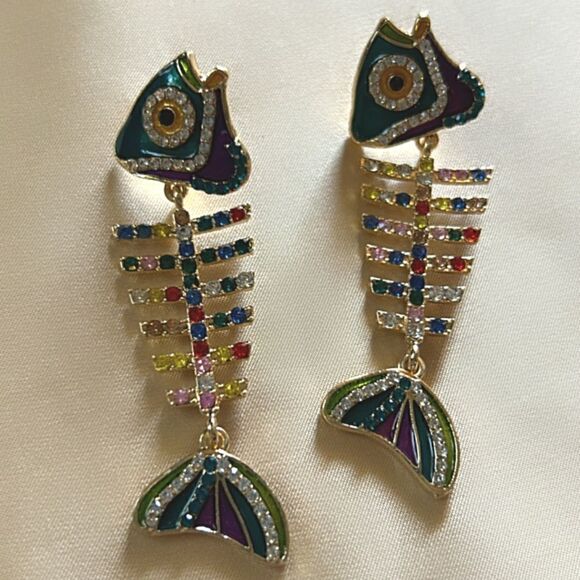 fish drop earrings A450 - Picture 3 of 5